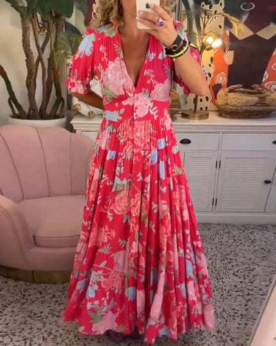 Nena | Floral Print V-neck Pocket Dress