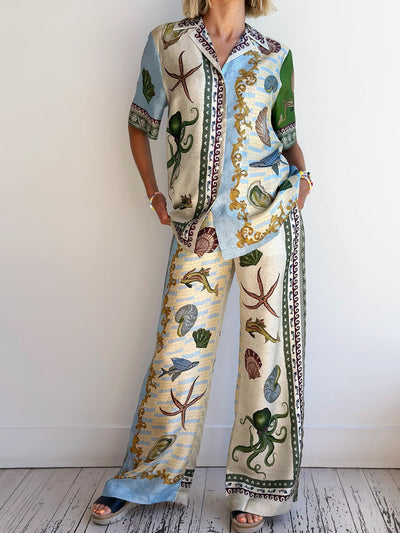 Maria |  Satin Set With Summer Print