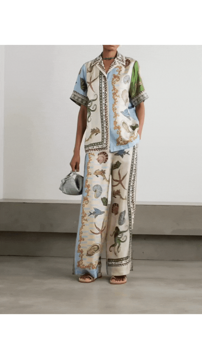 Maria |  Satin Set With Summer Print