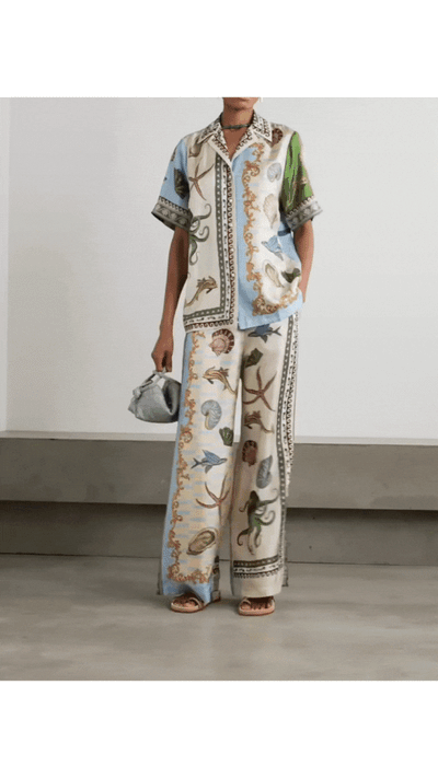Maria |  Satin Set With Summer Print