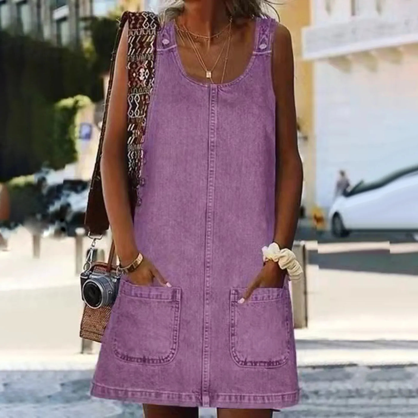 Thea | Sleeveless denim dress