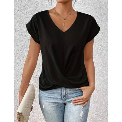 Jeanette | Elegant Short-Sleeve T-Shirt with Twisted V-Neck