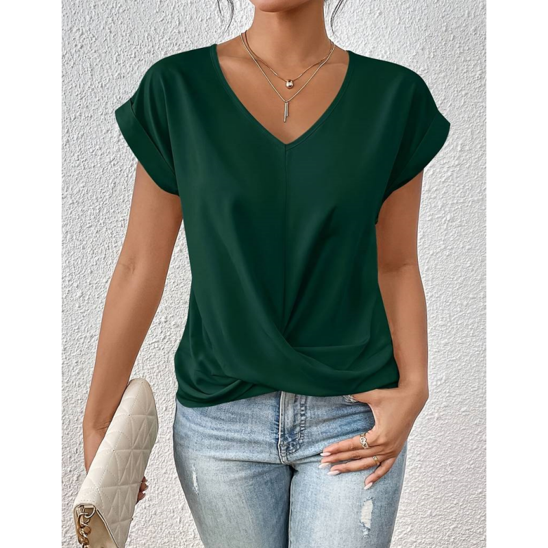 Jeanette | Elegant Short-Sleeve T-Shirt with Twisted V-Neck
