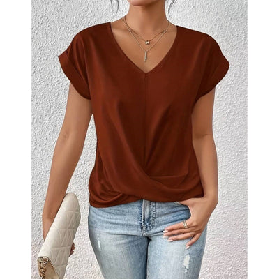 Jeanette | Elegant Short-Sleeve T-Shirt with Twisted V-Neck