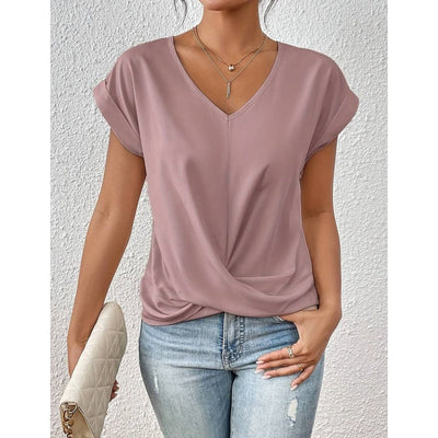 Jeanette | Elegant Short-Sleeve T-Shirt with Twisted V-Neck