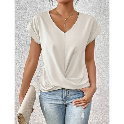 Jeanette | Elegant Short-Sleeve T-Shirt with Twisted V-Neck